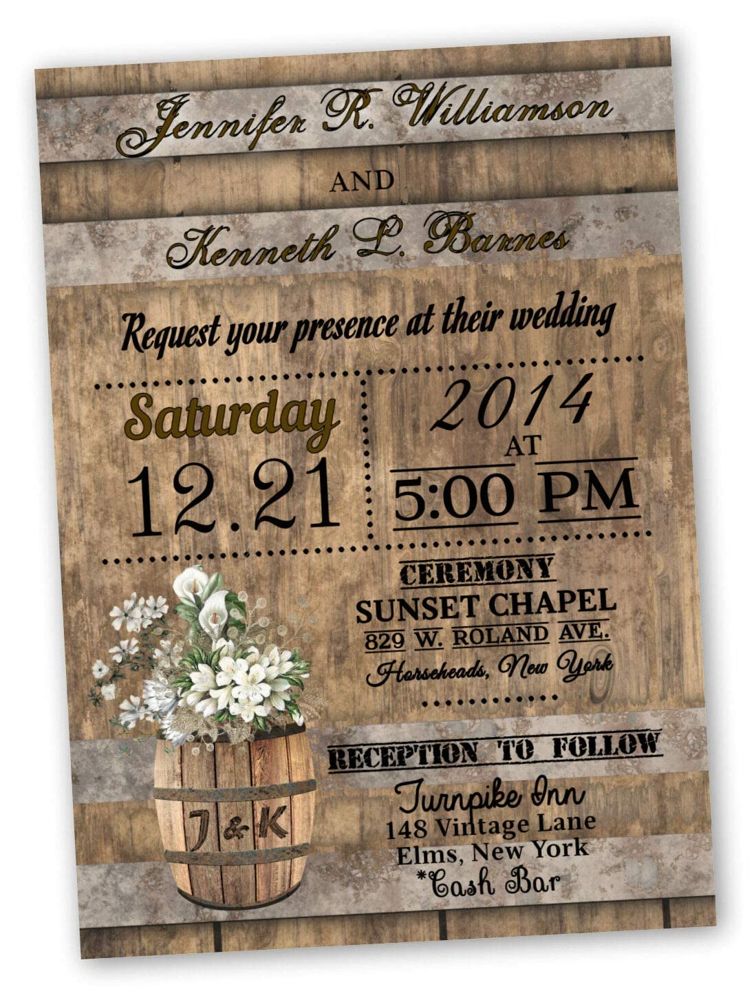 Rustic Wedding Invitations Calla Country Theme Set of 25 With Rsvp Postcards and Invite Envelopes