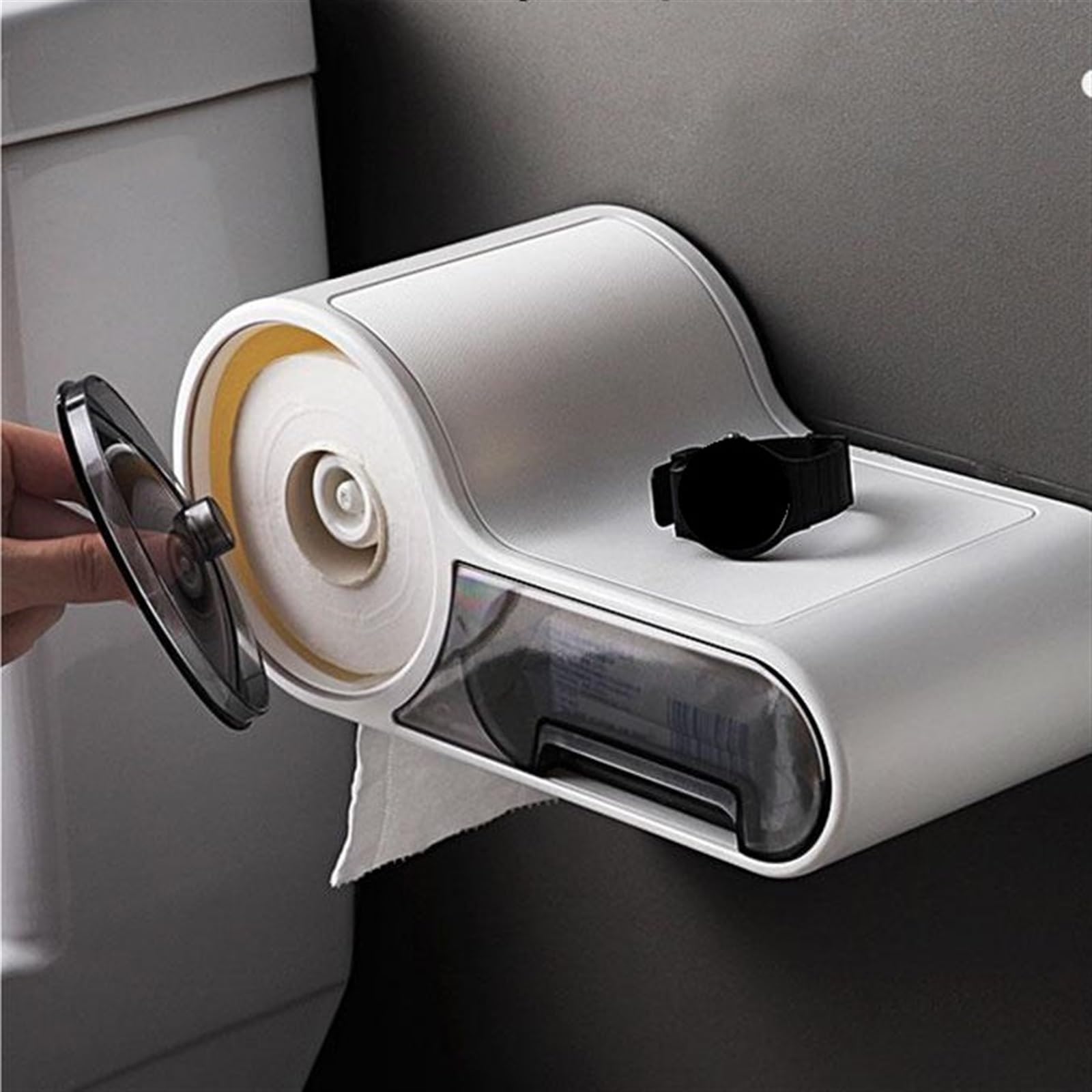 Portarrollos de Papel higiénico, Portarrollos de Papel higiénico con cajón de Almacenamiento, Adhesivo para Montaje en Pared, Estante pequeño para baño, Soporte para Papel higiénico