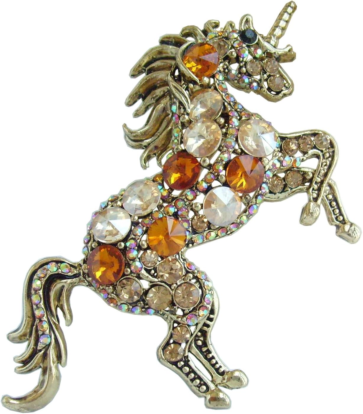 Sindary Unique Unicorn Horse Brooch Pin Animal Pendant Austrian Crystal UKB6172 (Gold-Tone Yellow)