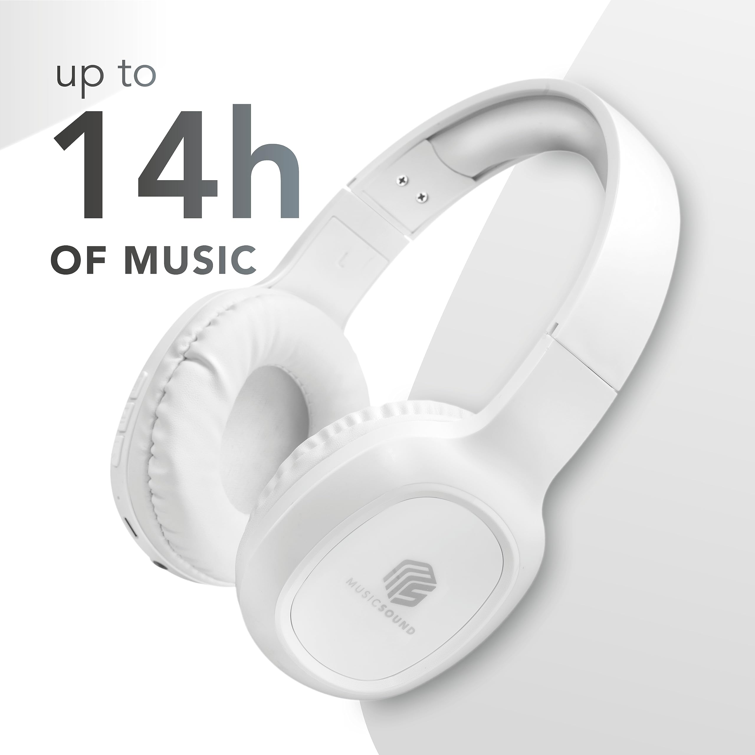 Cuffie on Ear Bluetooth con Archetto Estendibile - PlayTime 14h - Bianco