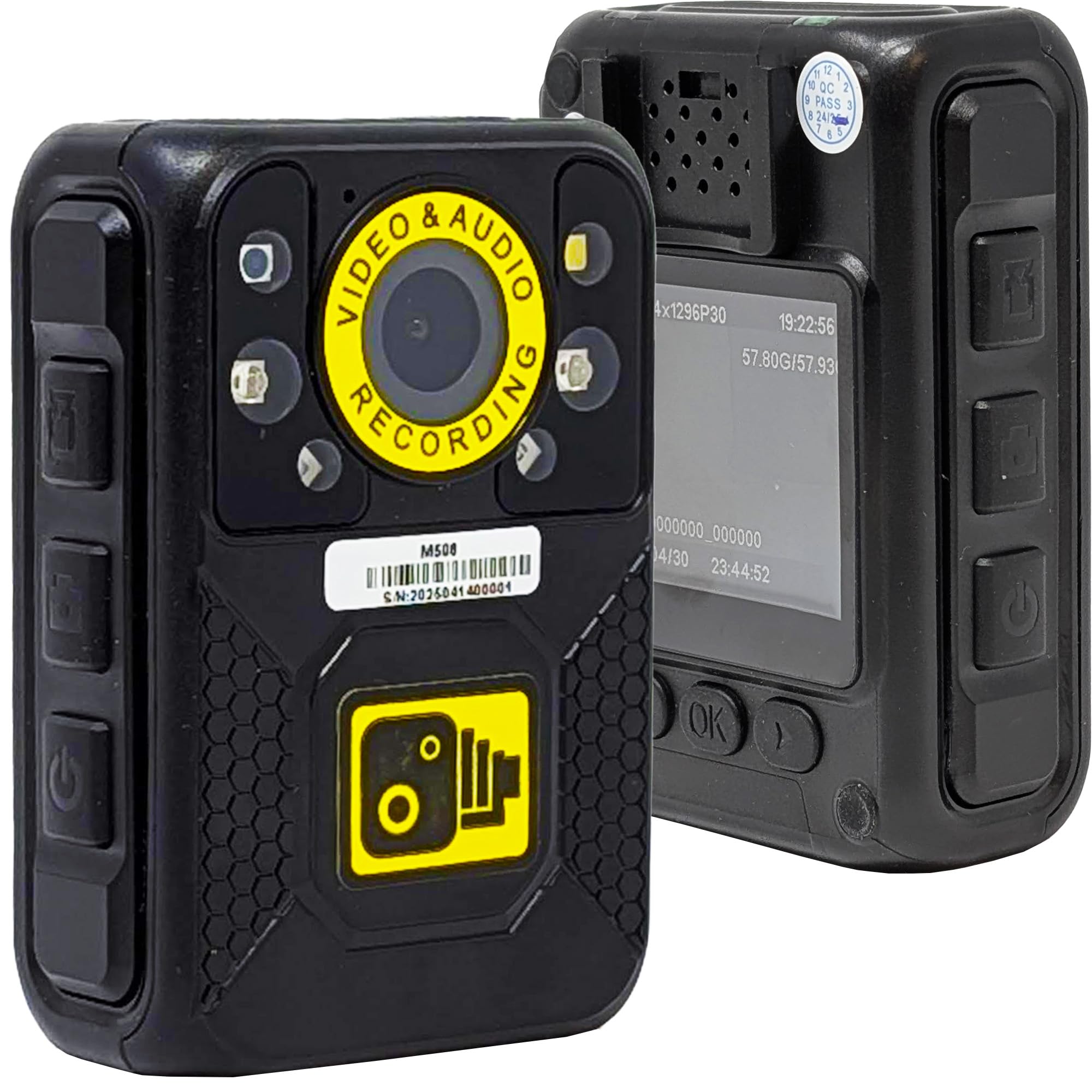 Recall Black Compact Body Worn Camera 1296P Personal Security Body Worn Camera Video Recorder Bodycam With Night Vision, Video & Audio Recording Retail Courier Sia Safety