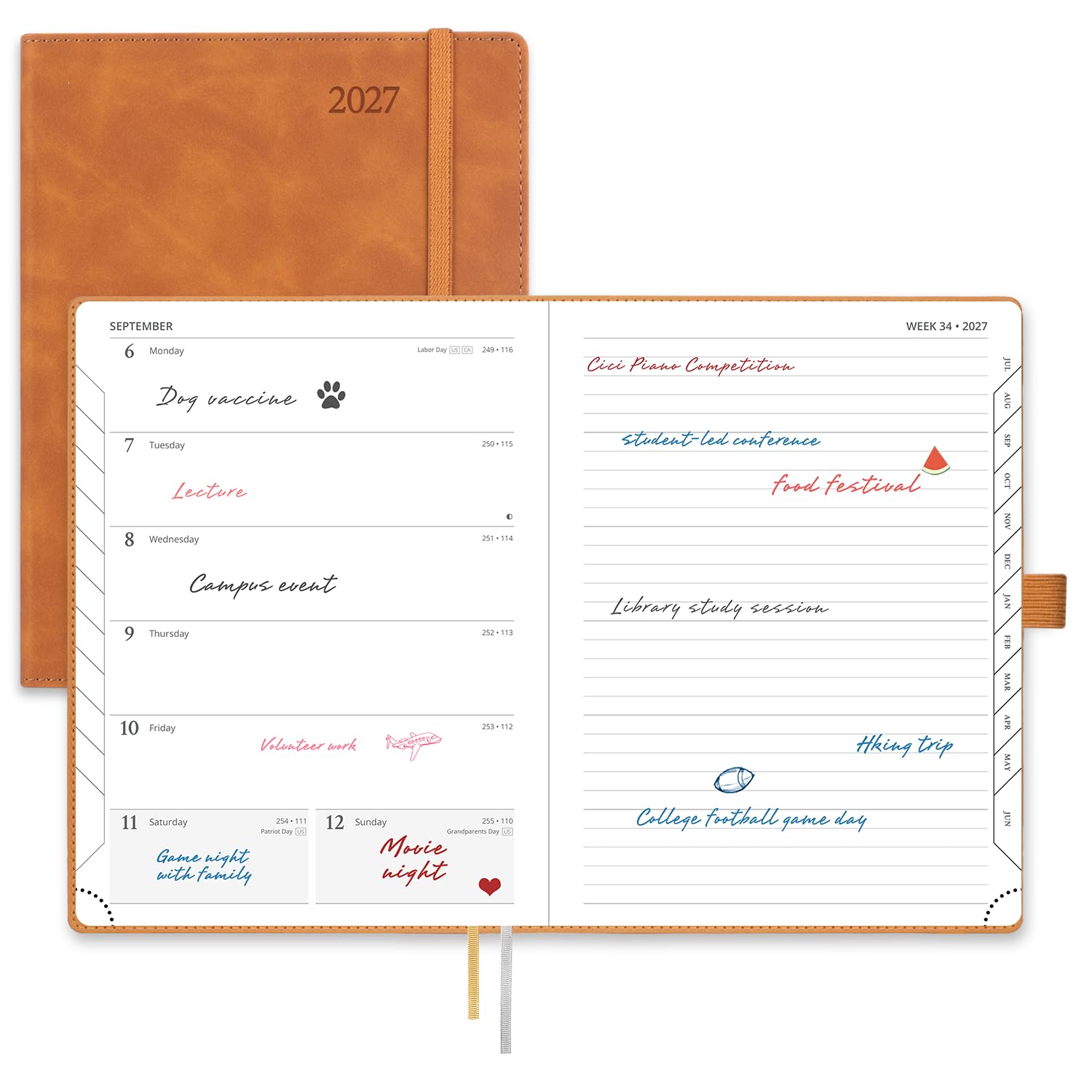 POPRUN 2027 Diary A5 Weekly Planner Softcover, 27 Planner & Notebook In One