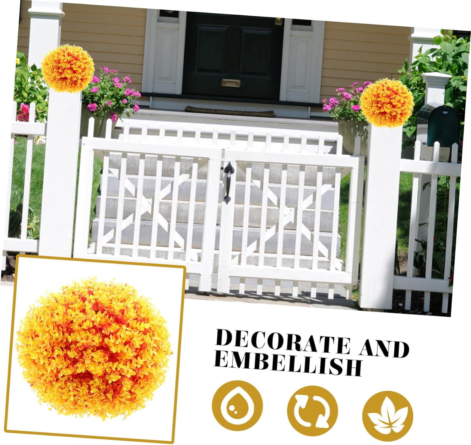 GARVALON Artificial Grass Balls Large Decorative Topiary Balls Home and Garden Decor