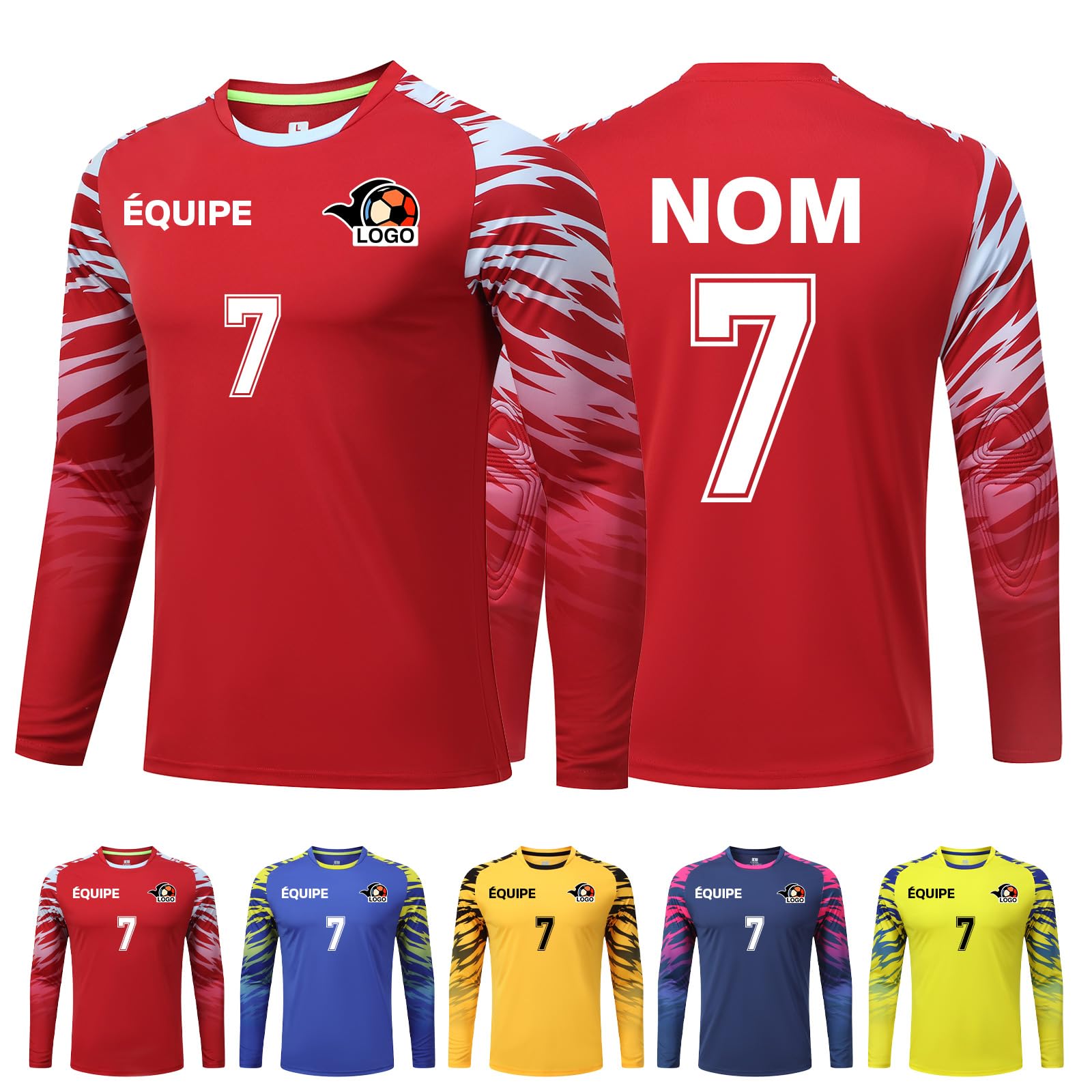 LAIFU Maillots De Gardien Personnalisés Peuvent Être Personnalisés avec des Noms des Numéros Et des Écussons D'Équipe Et Conviennent Aussi Bien Aux Jeunes Qu'Aux Adultes
