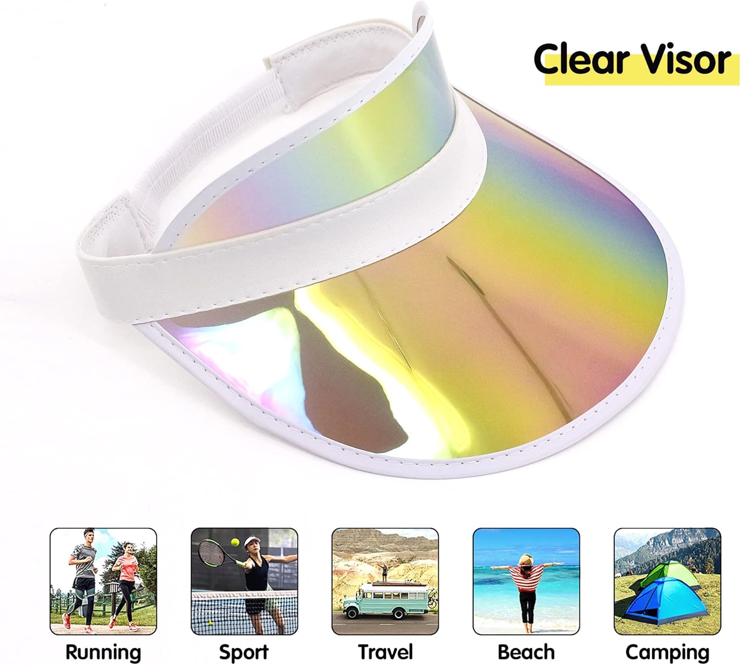 Surkat Plastics Clear Sun Visors UV Protection Hat Cap Headwear Sunhat for Golf Tennis Beach Cycle - Image 4