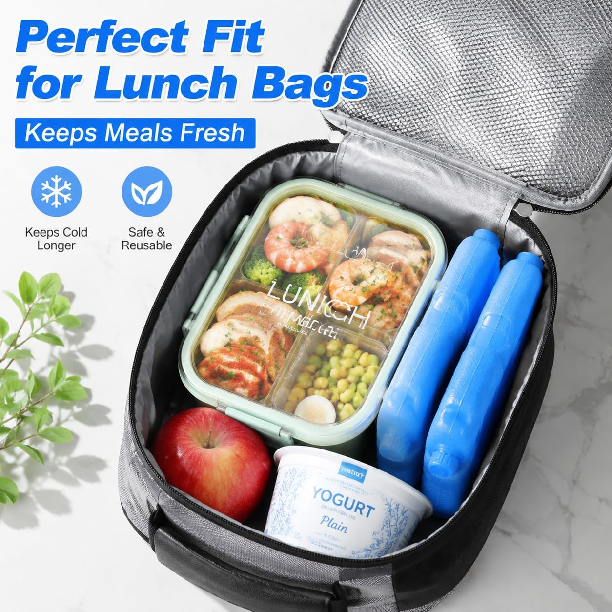 Toddmomy 4 Pack Reusable Ice Packs for Coolers, Slim Refillable Freezer Blocks for Lunch Box Portable AC Camping Beach Picnic, 5.4”x3.4“x0.9“ Blue
