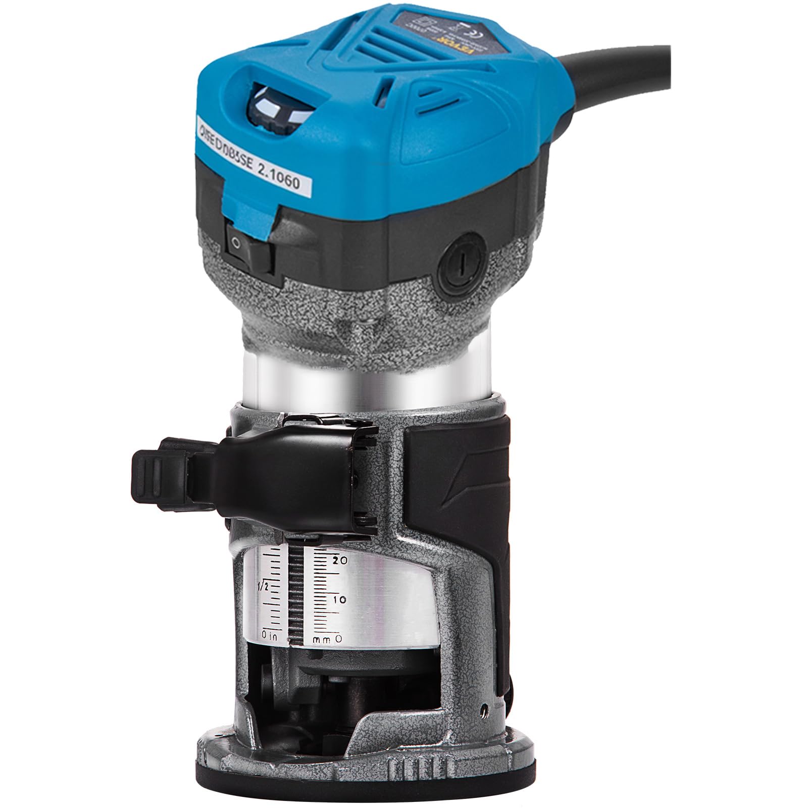 Fresadora con 3 bases para madera, 800 W, con base fija, base de inclinación, base de inmersión, metálica.