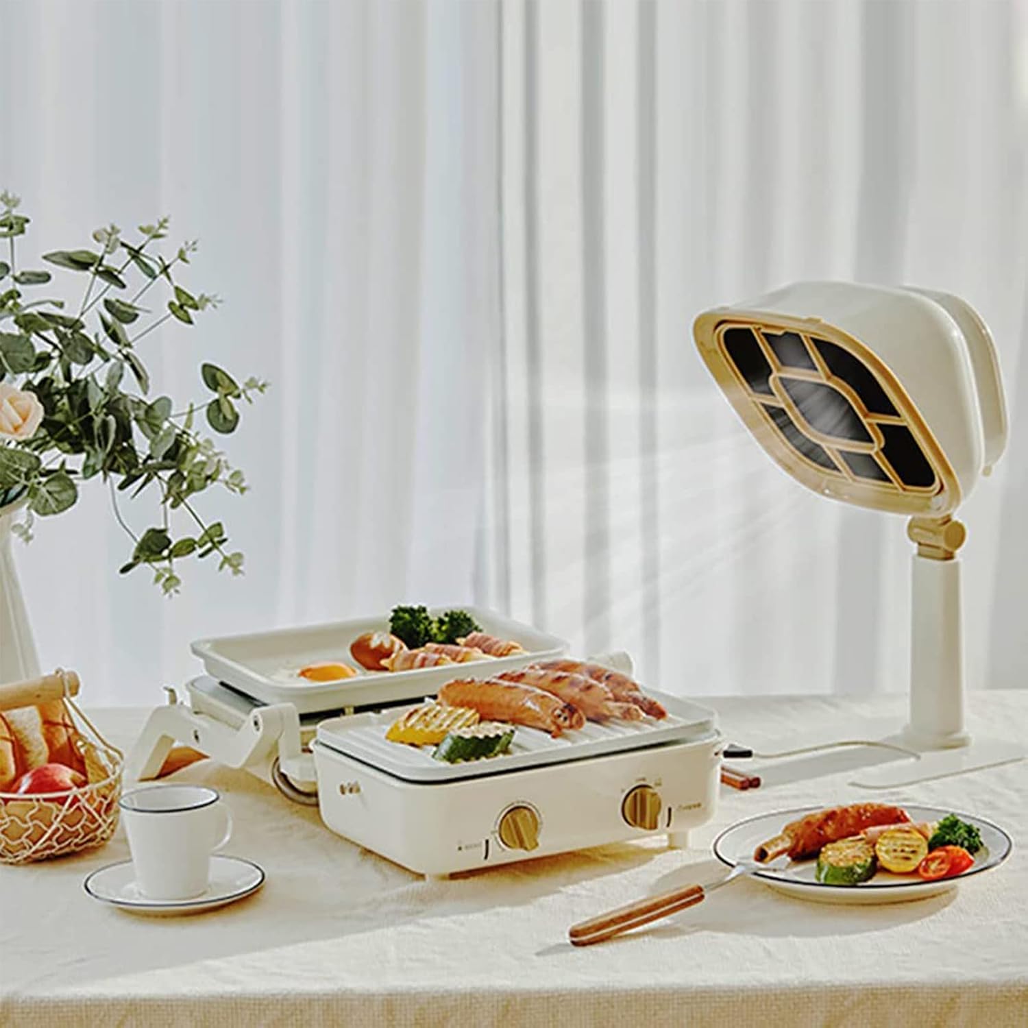 Desktop Cooker Hood, 3200 RPM Portable Extractor, 6-Segment Height Adjustment and 66 ° Adjustable Angle, Removable for Cleaning