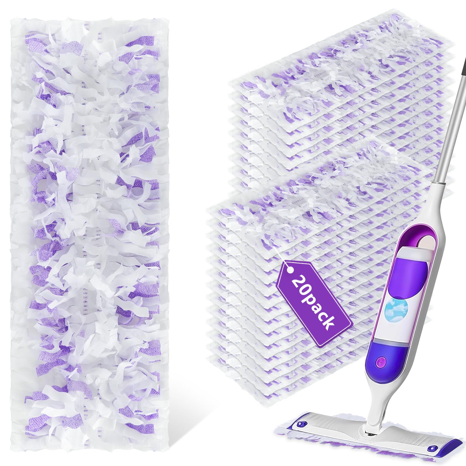 20 Pack Power Mop Refills Pad for Swiffer Power Mop Multi-Surface &Wood Mopping Pad Refills, Disposable Spray Wet Mopping Pad Replacement for Floor Cleaning