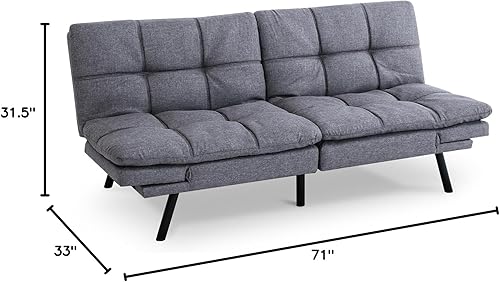 Miniatura 10 de Opoiar Lounge - Sofá cama de espuma viscoelástica para espacios de vida compactos sofá biplaza plegable convertible con reposabrazos cuero sintético