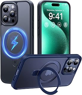 CASEKOO Genuine Official Magnetic Ring Stand for iPhone 15 Pro Max Case [Military Drop Protection] [Compatible with MagSafe] Shockproof Matte Translucent Slim Phone Case 6.7'' 2023, Black