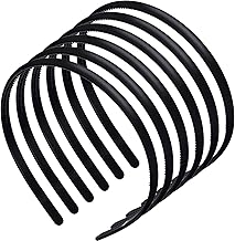 WILLBOND 6 Pieces Plastic Plain Headbands Teeth Comb Headbands Halloween Skinny DIY Hair Bands Headbands for Women Girls (Rubber Black, 8 mm)