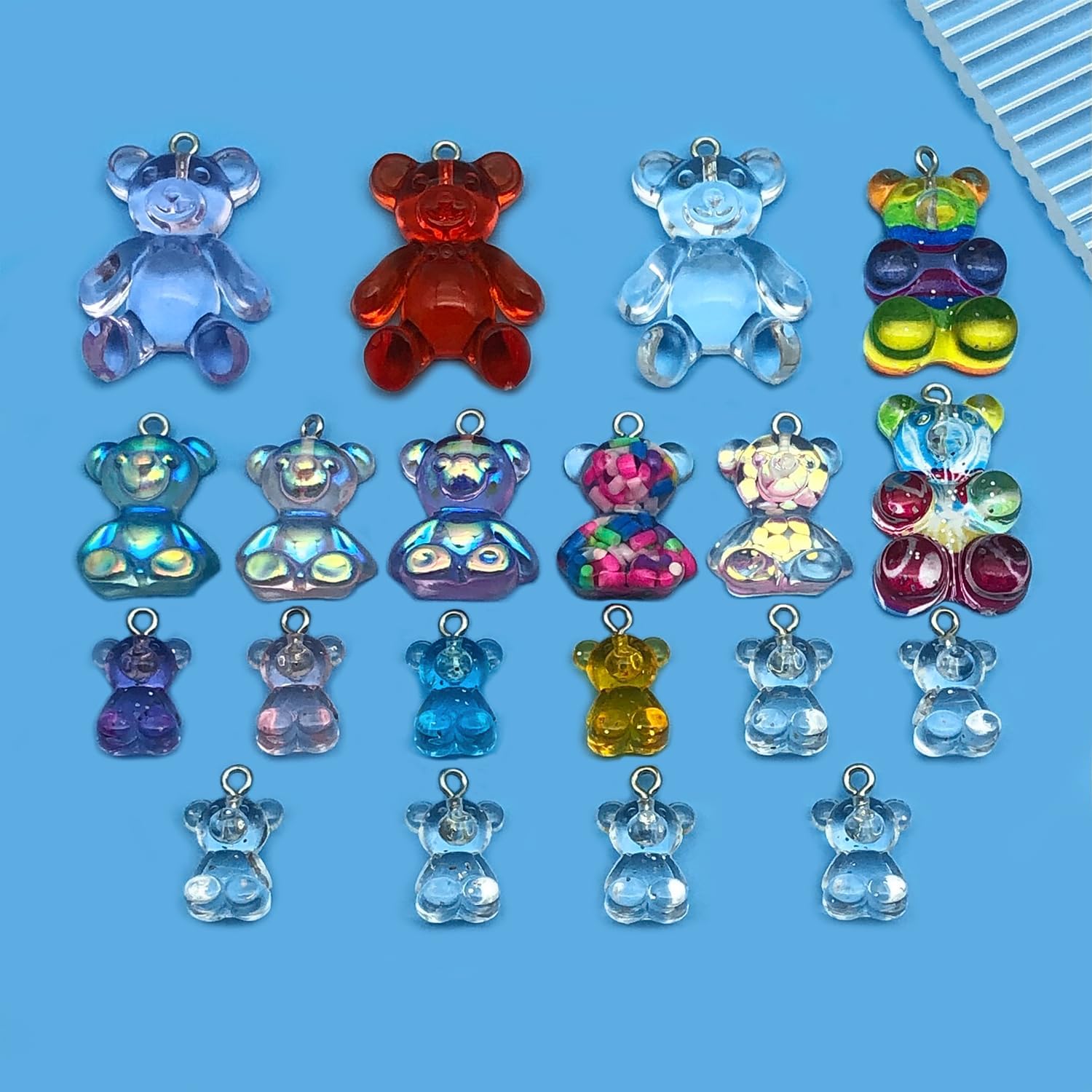 Youdiyla 40pcs Resin Colorful Bear Series Pendant Jewelry Making DIY Keychain Earrings Pendant Various Design Charms for Jewelry Making Bracelets Necklace (SN980) - Image 2