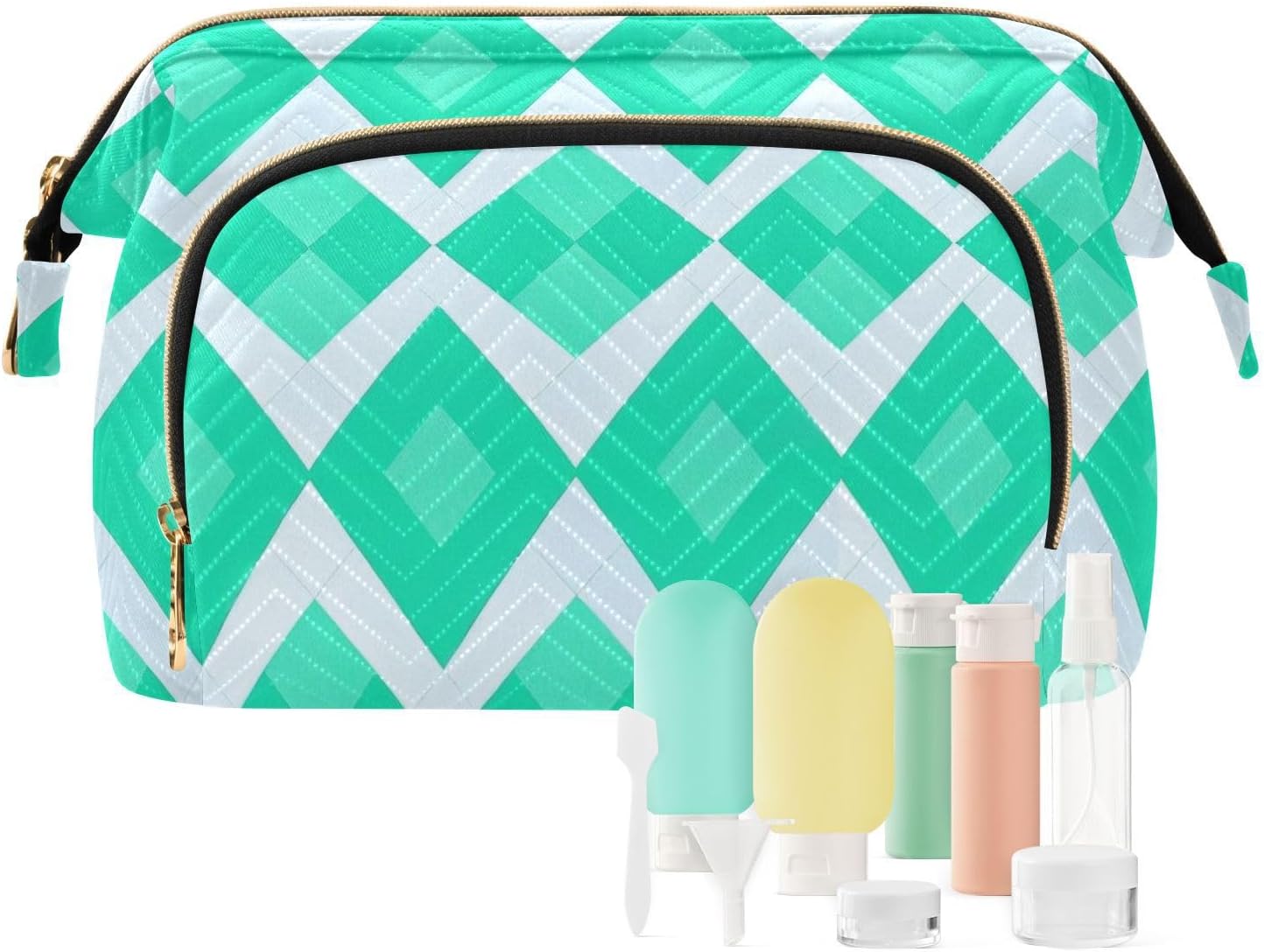 miaozhen Turquoise Ruitruit Reistas Waterdichte Make-up Periode Tas voor Travel Kit de maquillaje, Turquoise ruitruit, Modern