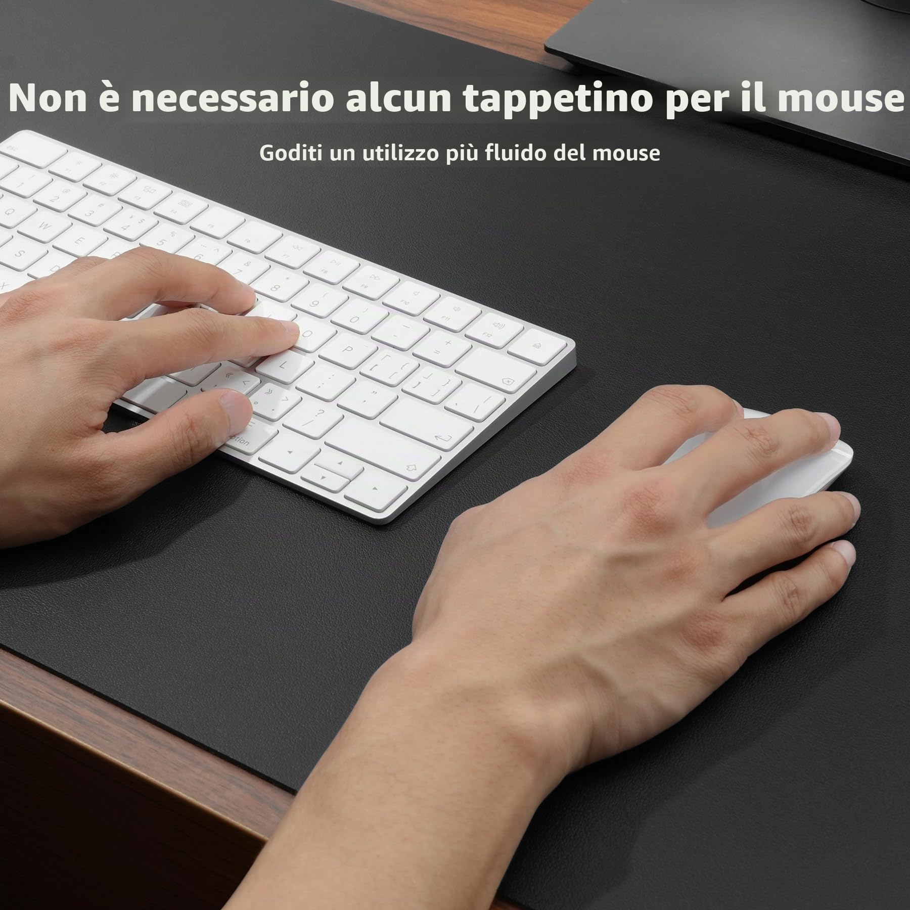 Tappeto da ufficio in pelle PU 80x40 cm nero antiscivolo impermeabile per scrivania