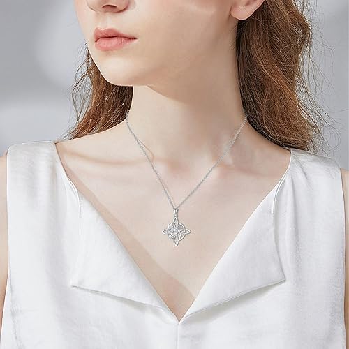 Miniatura 2 de YAFEINI Collar de nudo de brujas de plata de ley, collar con dije de nudo de bruja de cruz celta, joyería de brujas, amuleto de nudo, regalos para