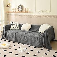 Vista 4 de AIVIA - Funda de cobija para sofá de dos plazas, fundas de cojín antideslizantes tejidas de algodón para sofás de 2 plazas con reposabrazos