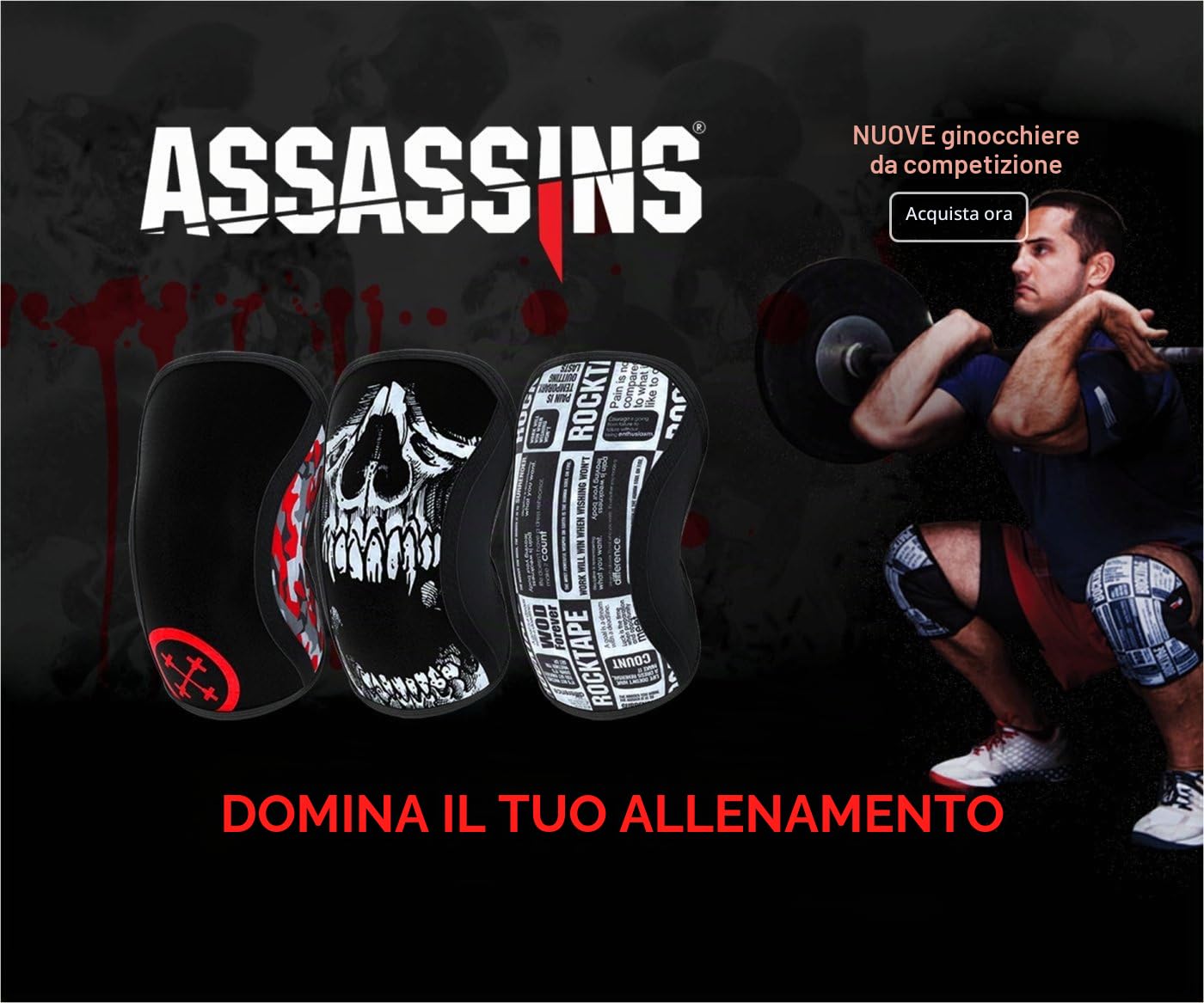 Rocktape, Ginocchiere Assassins, Teschio, 5 mm