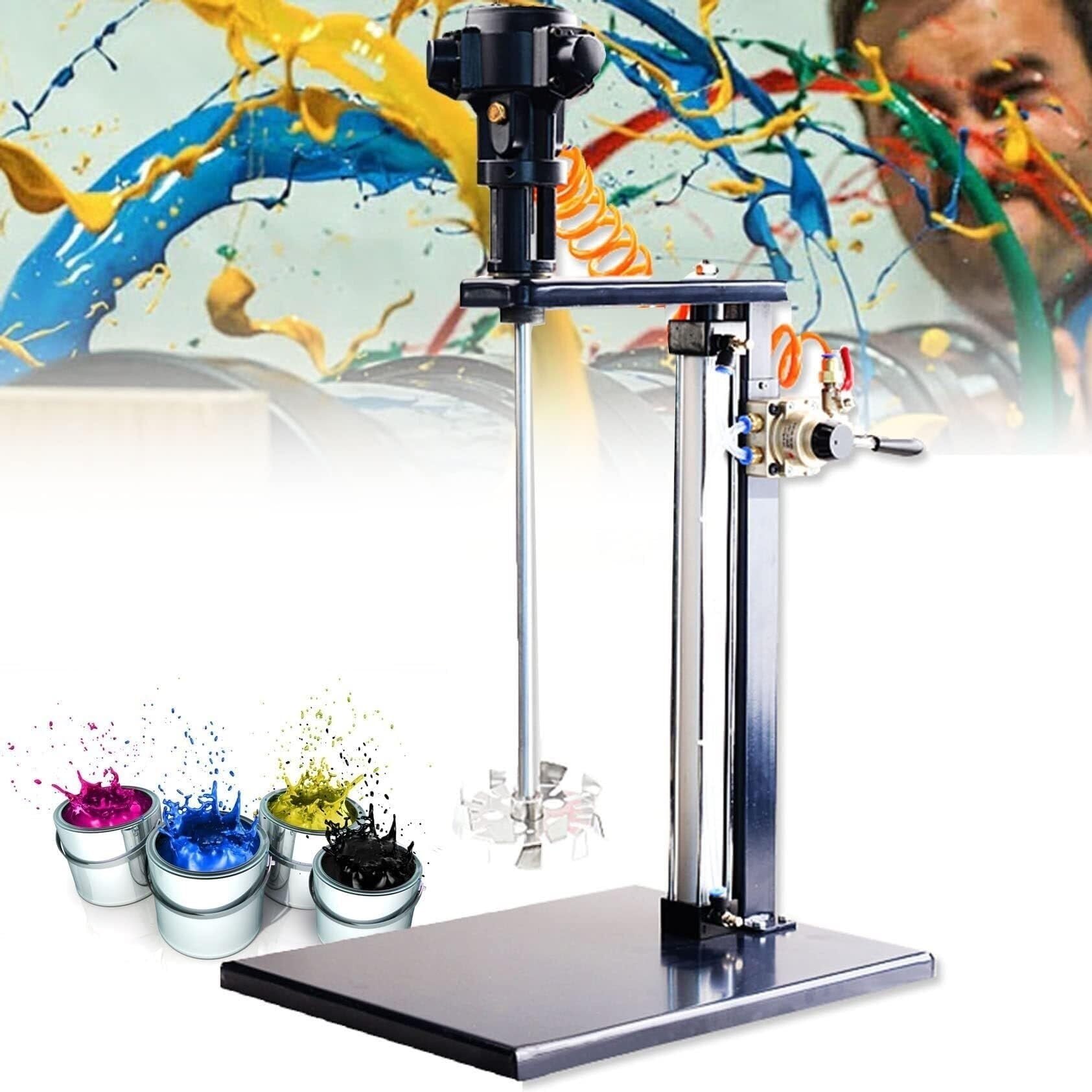 Mezclador de soporte neumático Agitador de hormigón, máquina mezcladora de pintura neumática de 5 gal/20 LP, agitador de aire vertical de escritorio for mezclar alimentación (placa de dispersión) neum