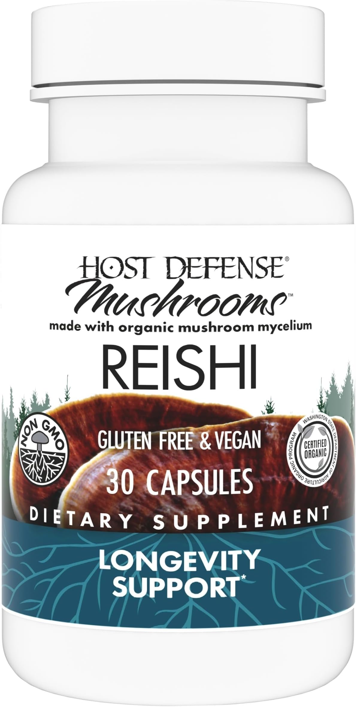 Host Defense Reishi Capsules - Heart & Immune Health Support Supplement - Mushroom Supplement to Support Energy & Vitality - Reishi Supplement to Aid Overall Well-Being - 30 Capsules (15 Servings)*