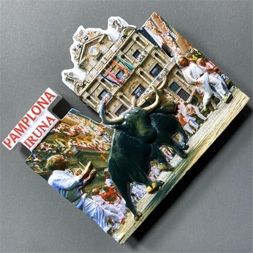 Miniatura 4 de San Fermín Festival Pamplona España Imán para Refrigerador Recuerdo de Viaje Decoración de Nevera 3D Adhesivo Magnético Colección Artesanía