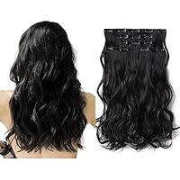 Vista 22 de HSPJHTM Extensiones de cabello castaño rojizo con clip, extensiones de cabello sintético de 22 pulgadas para Halloween, extensiones de cabello