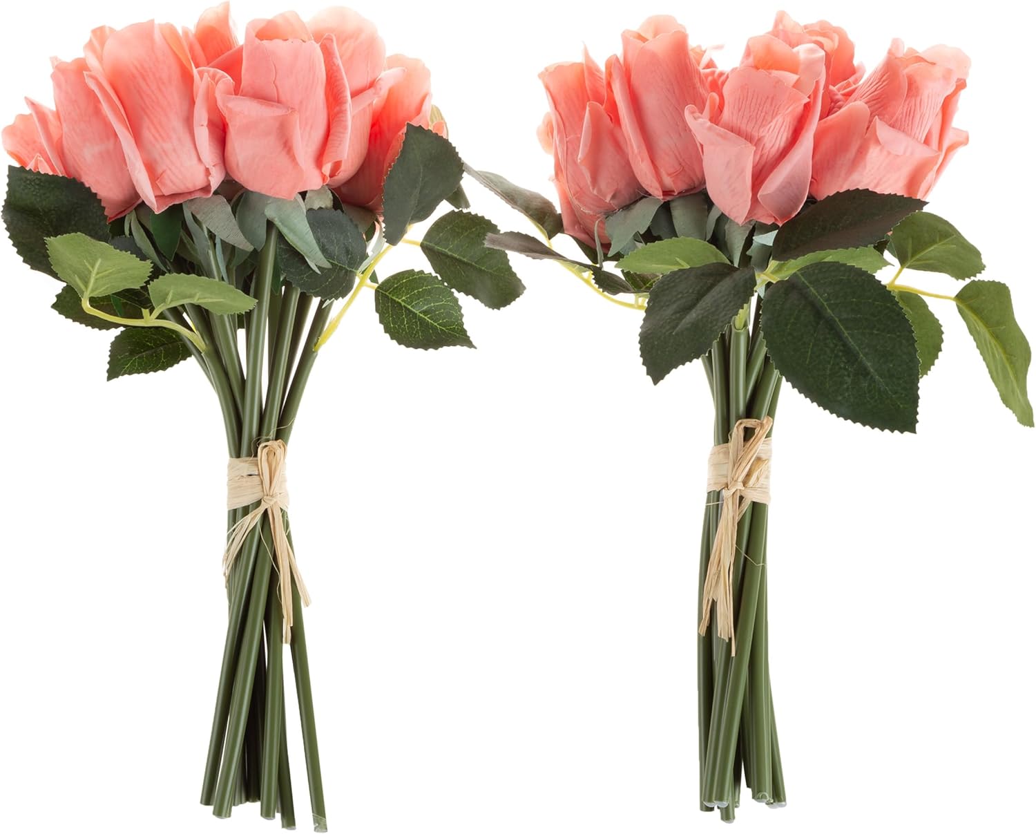 Coral Real Touch Polyester Rose Tabletop Centerpiece