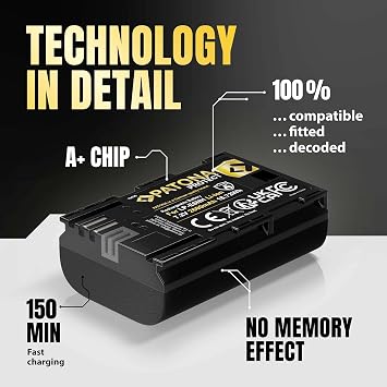 PATONA Protect V1 LP-E6NH pil 2250 mAh 16.2 Wh 7.2V kaliteli pil, NTC sensörlü ve V1 muhafazalı, akıllı sistem, en yeni nesil