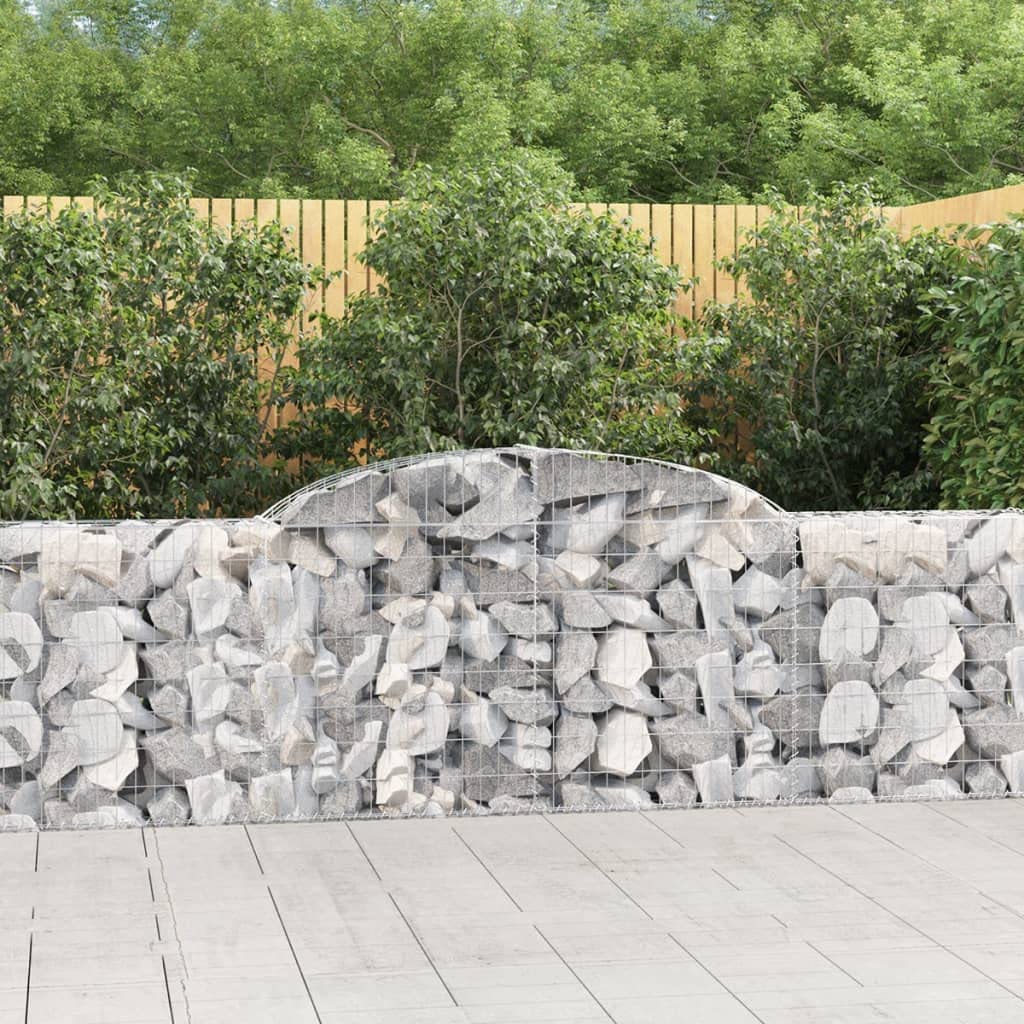 Gaviones con arco alto, 25 unidades, cesta de rejilla, 300 x 30 x 80/100 cm | Delimitación estable de hierro galvanizado para jardín, patio y patio. Relleno flexible como protección visual decorativa.