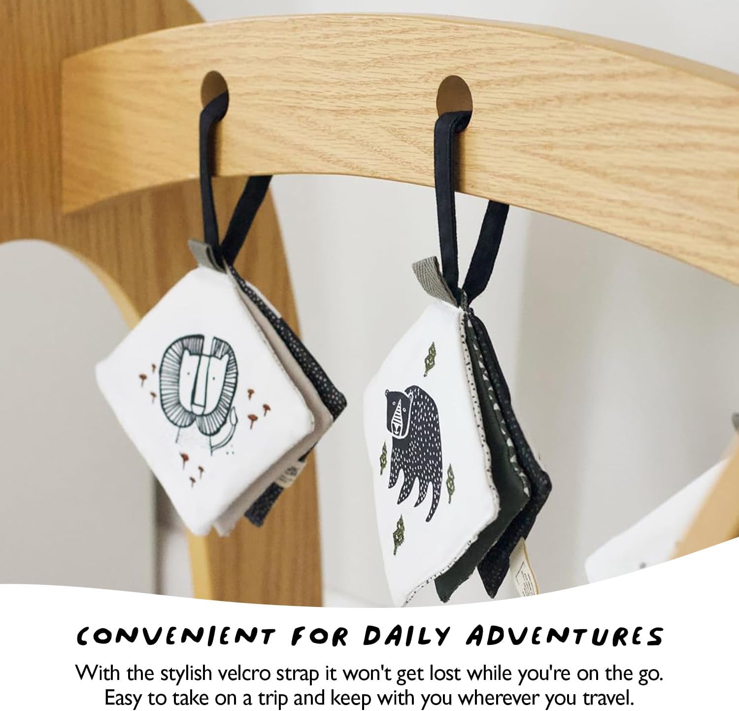 Wee Gallery Ocean Animals Crinkle Pages Stroller Toy, Sensory Hanging Crinkle Toy with Mirror for Babies, High Contrast Animal Art and Montessori Baby Item for Walks, Car Seat, Play Gym and Tummy Time