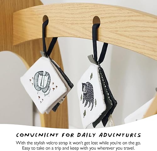 Miniatura 4 de Wee Gallery Woodland Animals Crinkle Pages - Juguete para cochecito de bebé, juguete sensorial colgante arrugado con espejo para bebés, arte animal