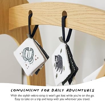 Wee Gallery Crinkle Toys for Baby, Hanging Stroller Toy - Woodland Animals