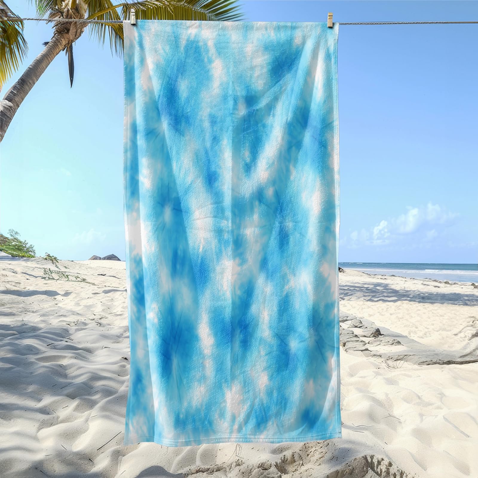 Telo Mare Microfibra 210x230 Gradiente Verde Blu Telo Spiaggia Grande Antisabbia,XXL Asciugamano Mare, Asciugatura Rapida, Stuoia Spiaggia Leggero E Portatile