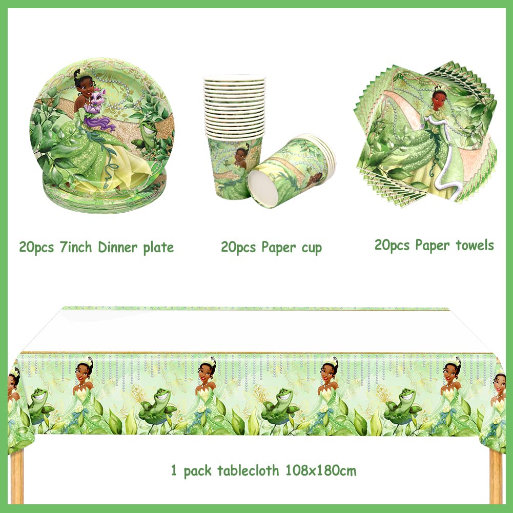 Doyomtoy 61 stuks feestservies voor kinderverjaardag, meisjes, borden, kopjes, servetten voor feestdecoratie (20 gasten