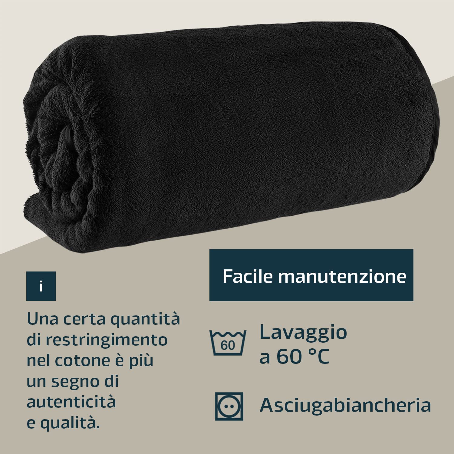 Telo da bagno/sauna XXL, 150 x 220 cm, puro cotone in qualità spugna, per uomini e donne particolarmente alti, Nero