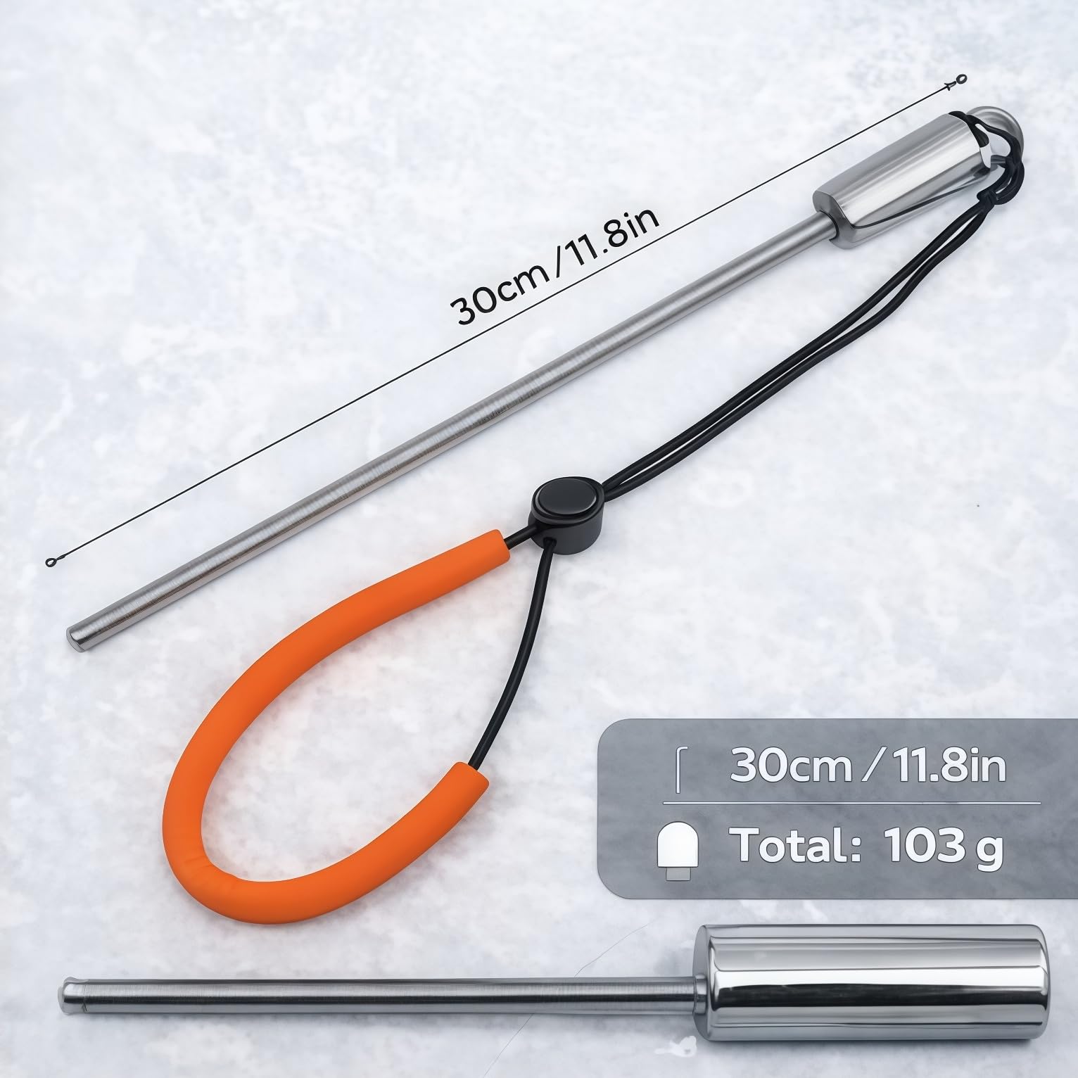 plplaaoo Baguette de plongée en acier inoxydable - Échelle sous-marine - Accessoires avec cordon orange pour la plongée et la plongée avec tuba - En alliage d'aluminium léger et portable - 30