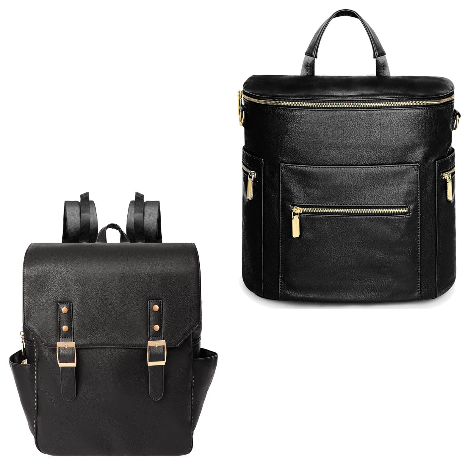 miss fong Leather Diaper Bag Backpack, Backpack Diaper Bag with Changing Pad