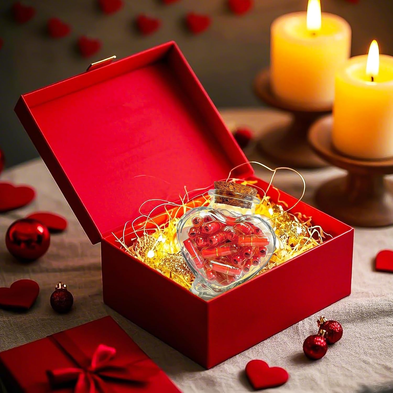 Capsule Letters Message in A Bottle kit, Message Pills Love Letter Notes for Boyfriend Girlfriend Wife Friend Birthday Christmas Anniversary Valentines Day Gifts (red,50pcs)