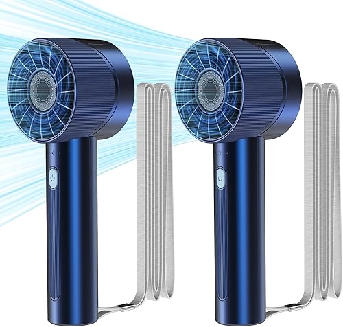 Miniatura 11 de Ventilador de mano portátil, recargable, mini ventilador personal, 4 velocidades, batería USB, pequeño ventilador de alta velocidad, para 2 Pcs
