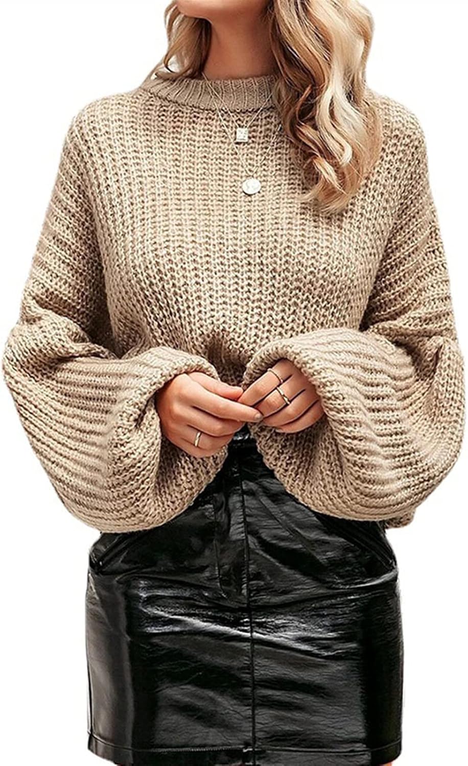 爆買い 色 21秋冬新洋風セーター女性ソリッドカラーラウンドネックランタンスリーブファッションシンプル性カジュアルデザイン M Size 黒 セーター サイズ L Awacc Org