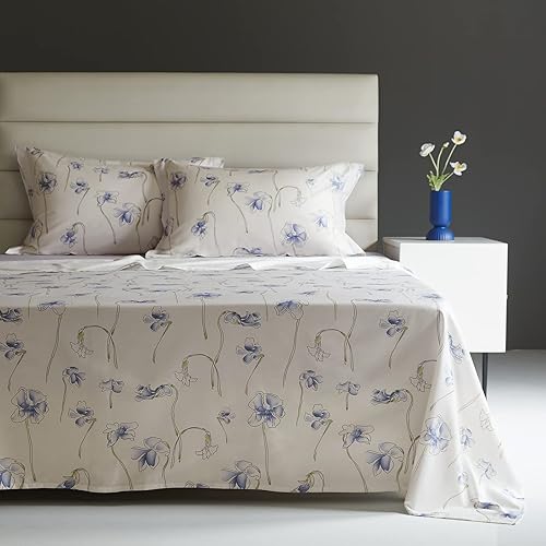 Miniatura 5 de MIDO HOUSE Juego de sábanas de algodón egipcio tamaño King, juego de sábanas florales de 600 hilos, sábanas de lujo de percal de fibra larga, juego
