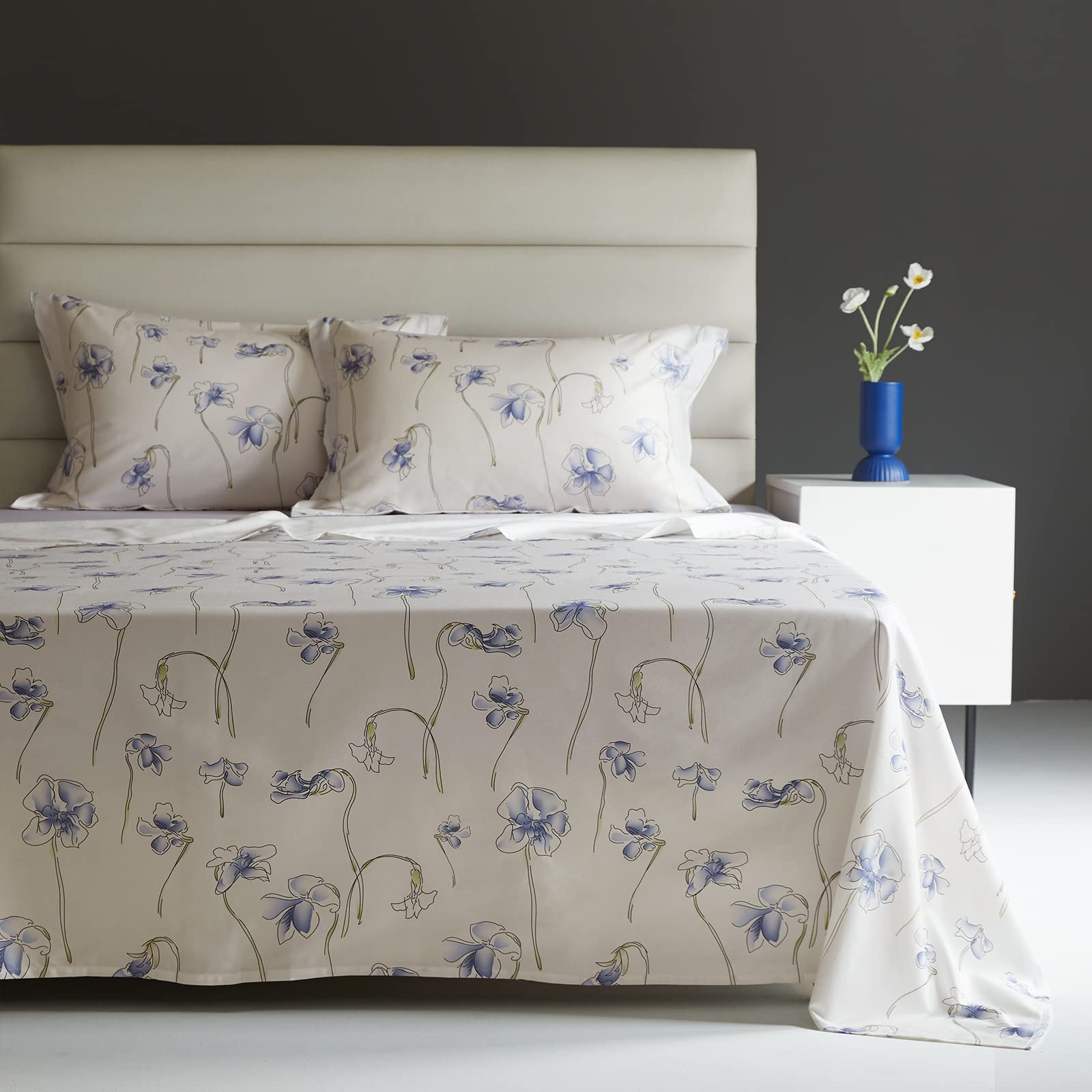 MIDO HOUSEEgyptian Cotton Twin Sheet Set - 600 Thread Count Floral Bed Sheets Luxury Hotel Sheets Long Staple Percale Bedding Sets 3-Piece with 15'' Deep Pocket