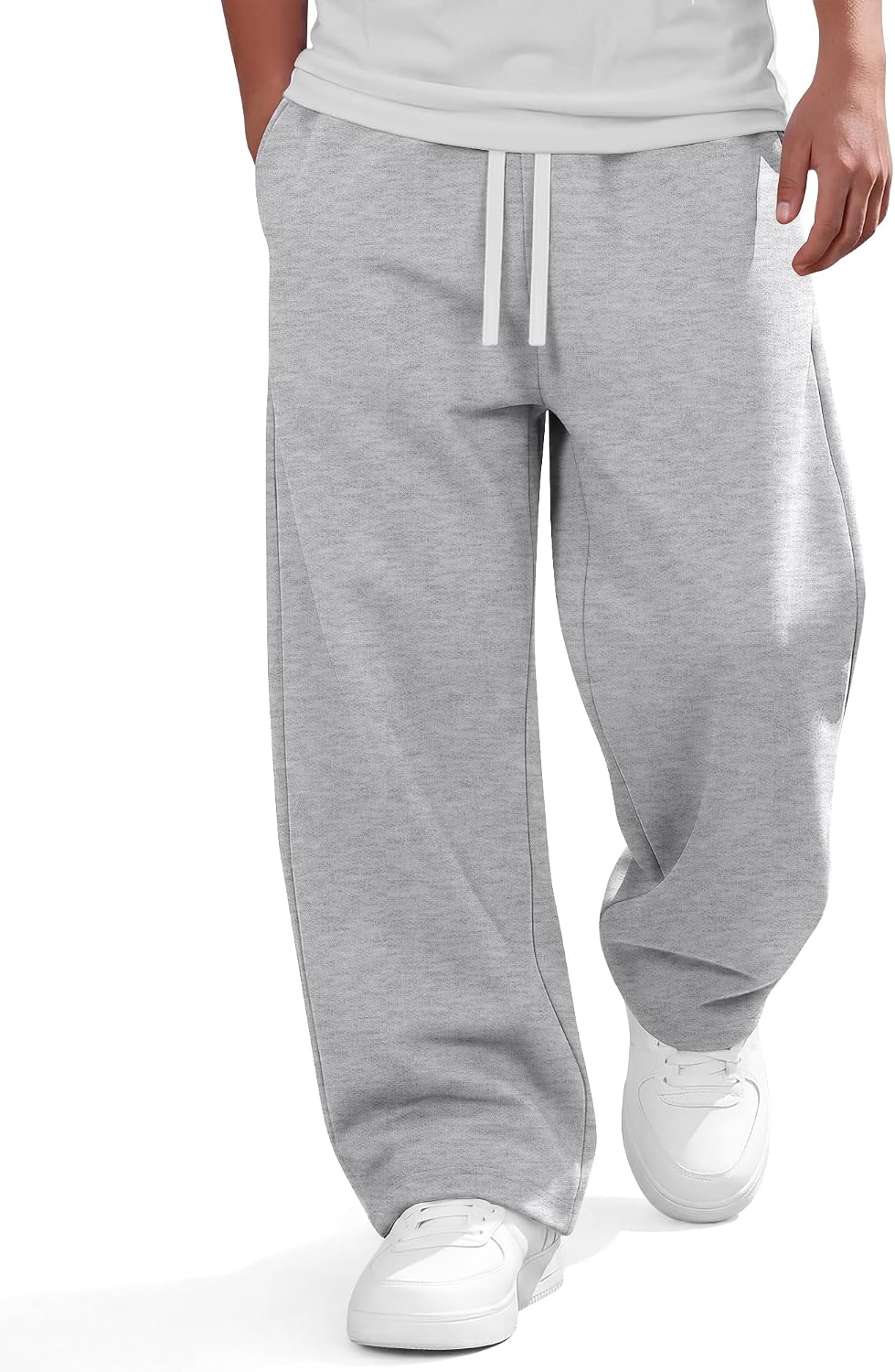 Boys' Fleece Baggy Sweatpants 6-16y | Wide Leg, Drawstring, Athletic, Baggy, Open Bottom, with Pockets, Casual, Back to School, Teen, Tween, for Kids 6-16y