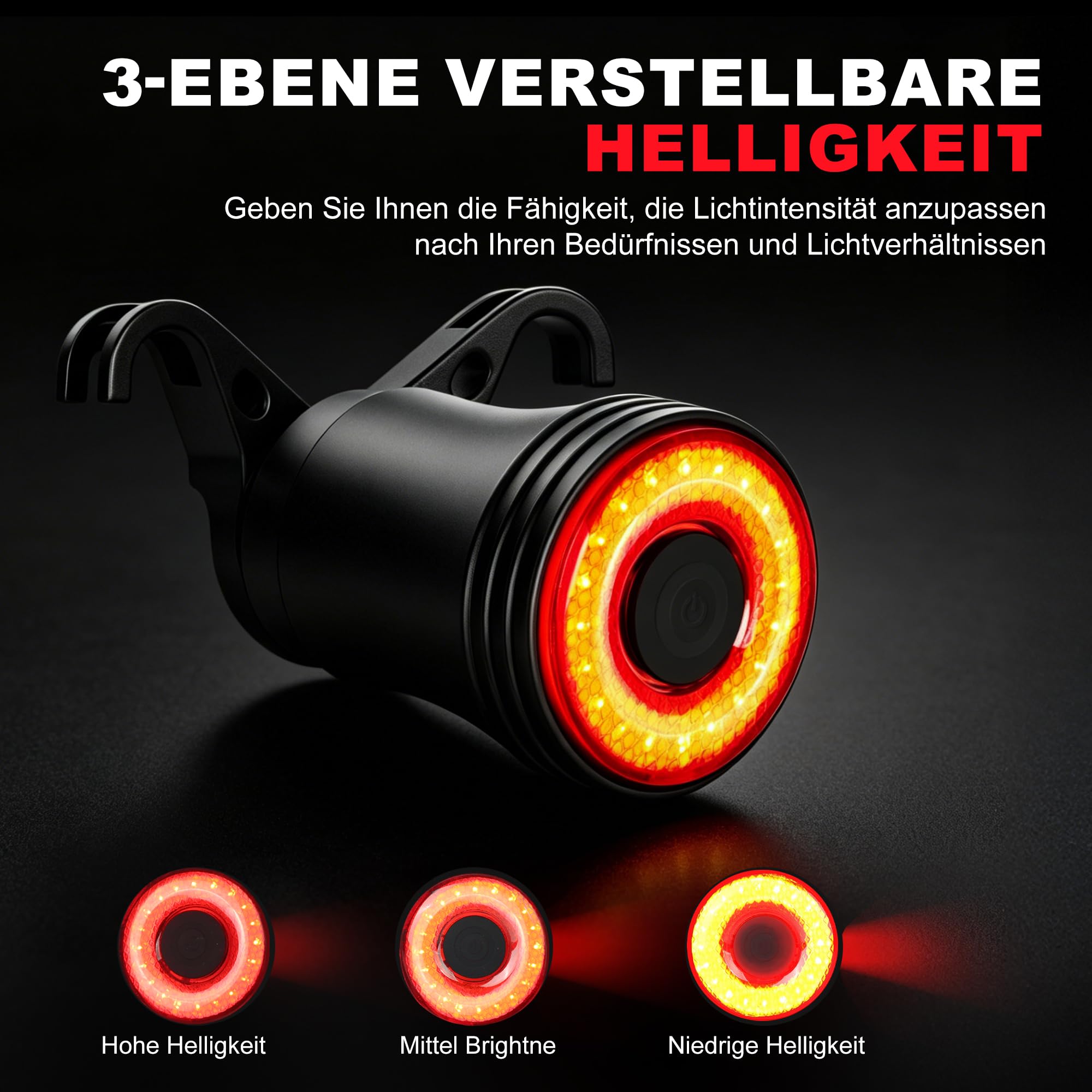 Fahrrad rücklicht,LED Fahrrad licht,USB-C Akku,Fahrradlicht hinten IPX6 wasserdicht für Rennrad,6 Beleuchtungsmodi,Geeignet für Rennräder,Mountainbikes und E-Bikes