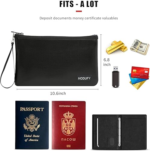 Miniatura 4 de Bolsa de dinero ignífuga (2000), bolsas de documentos ignífugas, bolsa de efectivo bancario con cremallera y correa, adecuada para documentos A5,