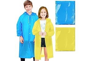 2 Pack Kids Rain Ponchos for Rainy Theme Parks