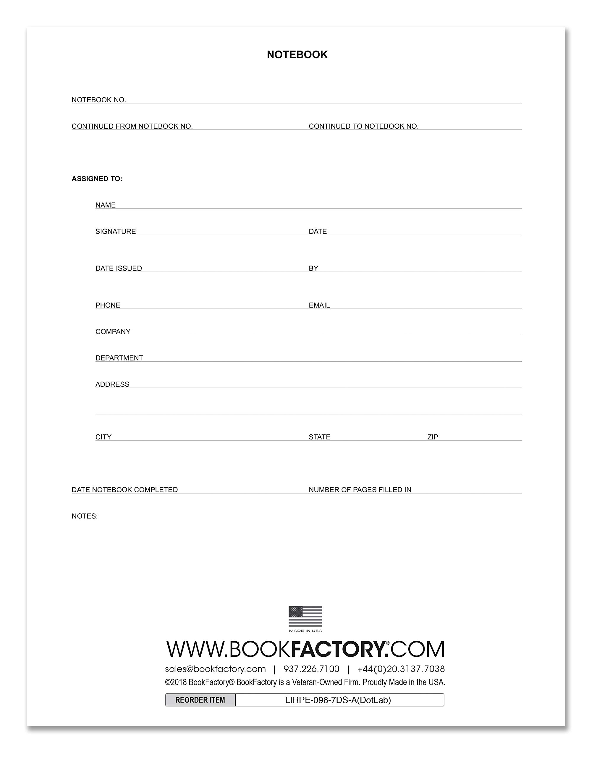 BookFactory Bullet Lab Notizbuch/Labor-Notizbuch/Punkte-Laborbuch, 168 Seiten, 21,6 x 27,9 cm, schwarzer gepunkteter Einband, Abschnitt genäht, gebundenes Labor-Notizbuch (LIRPE-168-7DS-A-LKT1(DotLab