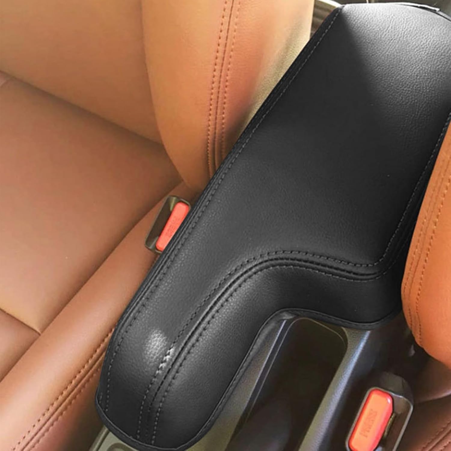 O SHI CAR Center Console Cover for Honda Fit 2014 2015 2016 2017 2018 2019 2020,Microfiber Leather Armrest Covers，Customized Armrest Cover Leather Arm Rest Covering for Car,Black