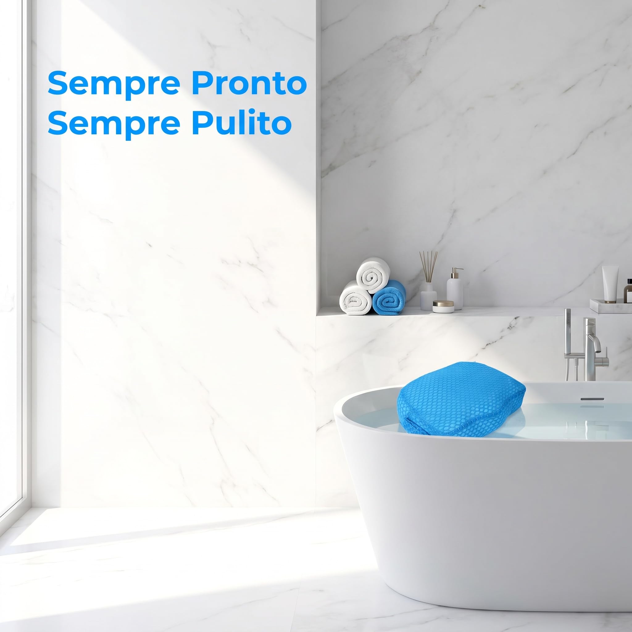 Cuscino Rialzato, Spesso, Portatile, Comodo, Lavabile e Ad Asciugatura Rapida per Vasche da Bagno e Docce All'aperto, Blu