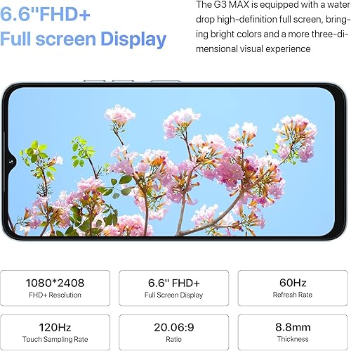 Miniatura 3 de UMIDIGI G3 MAX 8+128GB teléfono celular desbloqueado, 50MP ultra claro AI cámara, teléfono Android pantalla FHD de 6.6 pulgadas, batería masiva